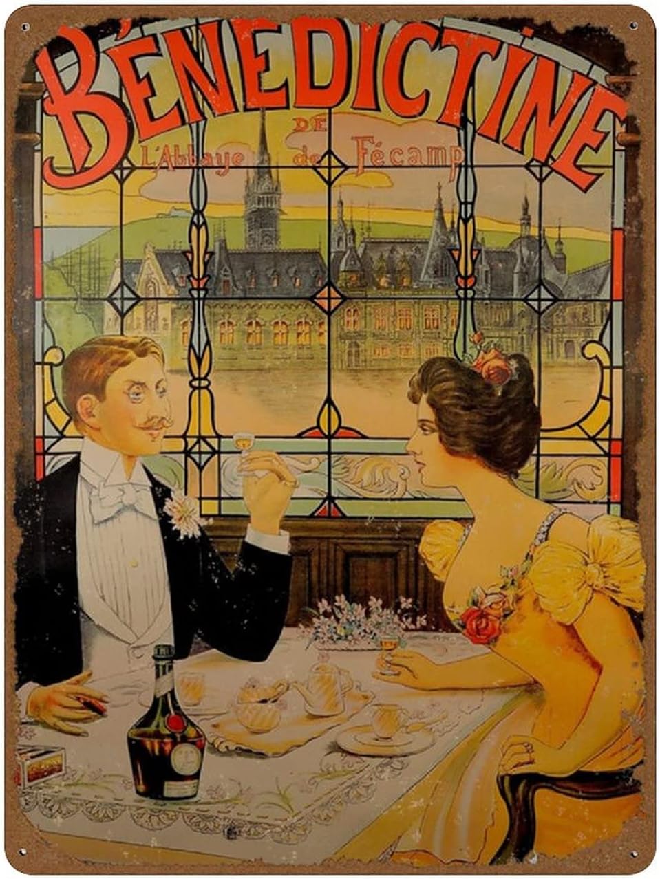 Wine Beer And Spirit - เบเนดิกตีน ฝรั่งเศส ปี 1890 โปสเตอร์วินเทจ เบียร์