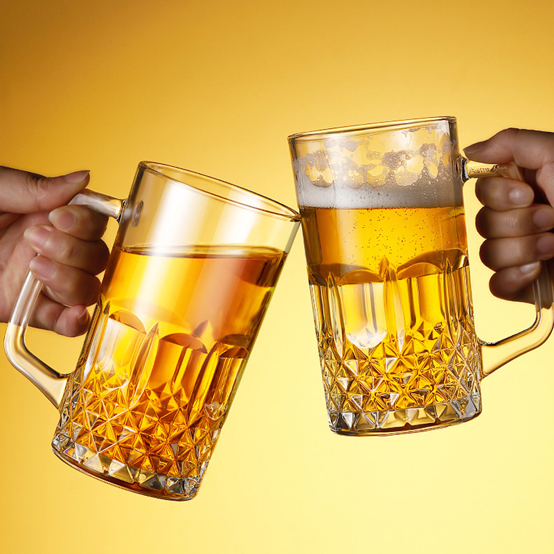 Beer Mug Handled - 600 ml/1000 ml แก้วเบียร์พร้อมที่จับคลาสสิกขนาดใหญ่ความจุถ้วยน้ํา Party Craft