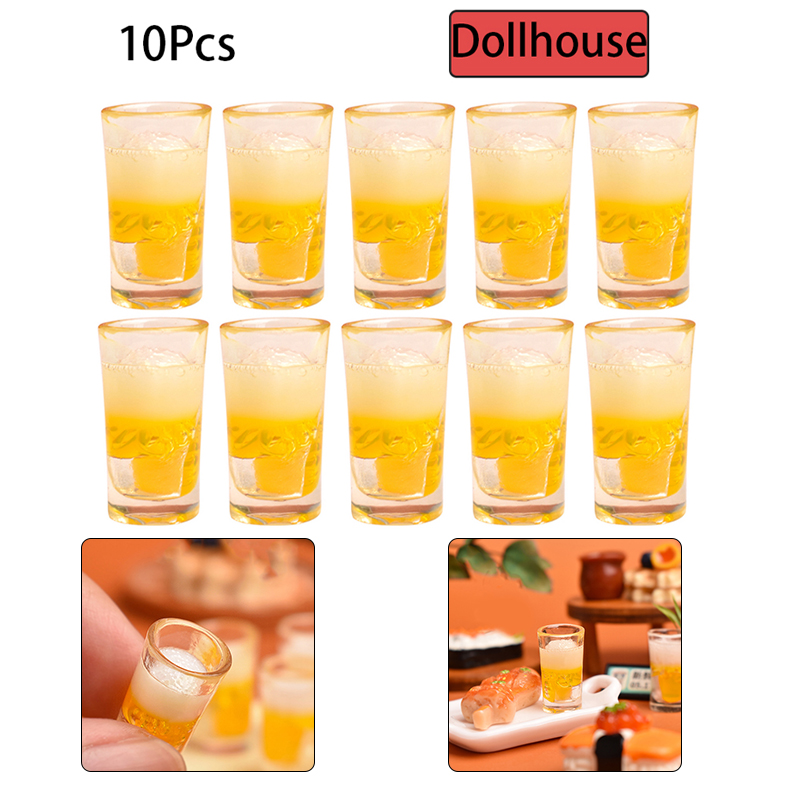 Wine Beer & More - แก้วน้ำของเล่นจิ๋ว 10 ชิ้น อุปกรณ์เสริมสำหรับครัวจำลอง แก้วเบียร์ แก้วไวน์