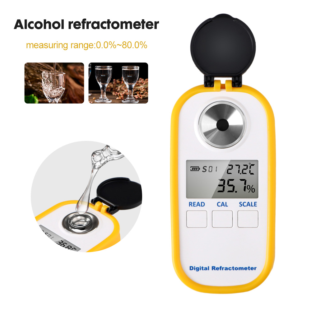 Wine Beer And Spirit - เครื่องวัดแอลกอฮอล์แบบดิจิตอล 0-80% ความแม่นยําสูงจอแสดงผล LCD สีขาว Spirit