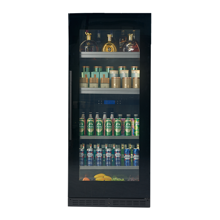 Wine Beer Cooler - ตู้แช่ไวน์และเบียร์แบบกระจกสีดำ ไฟฟ้า ตั้งพื้น สำหรับใช้ในบ้านและโรงแรม