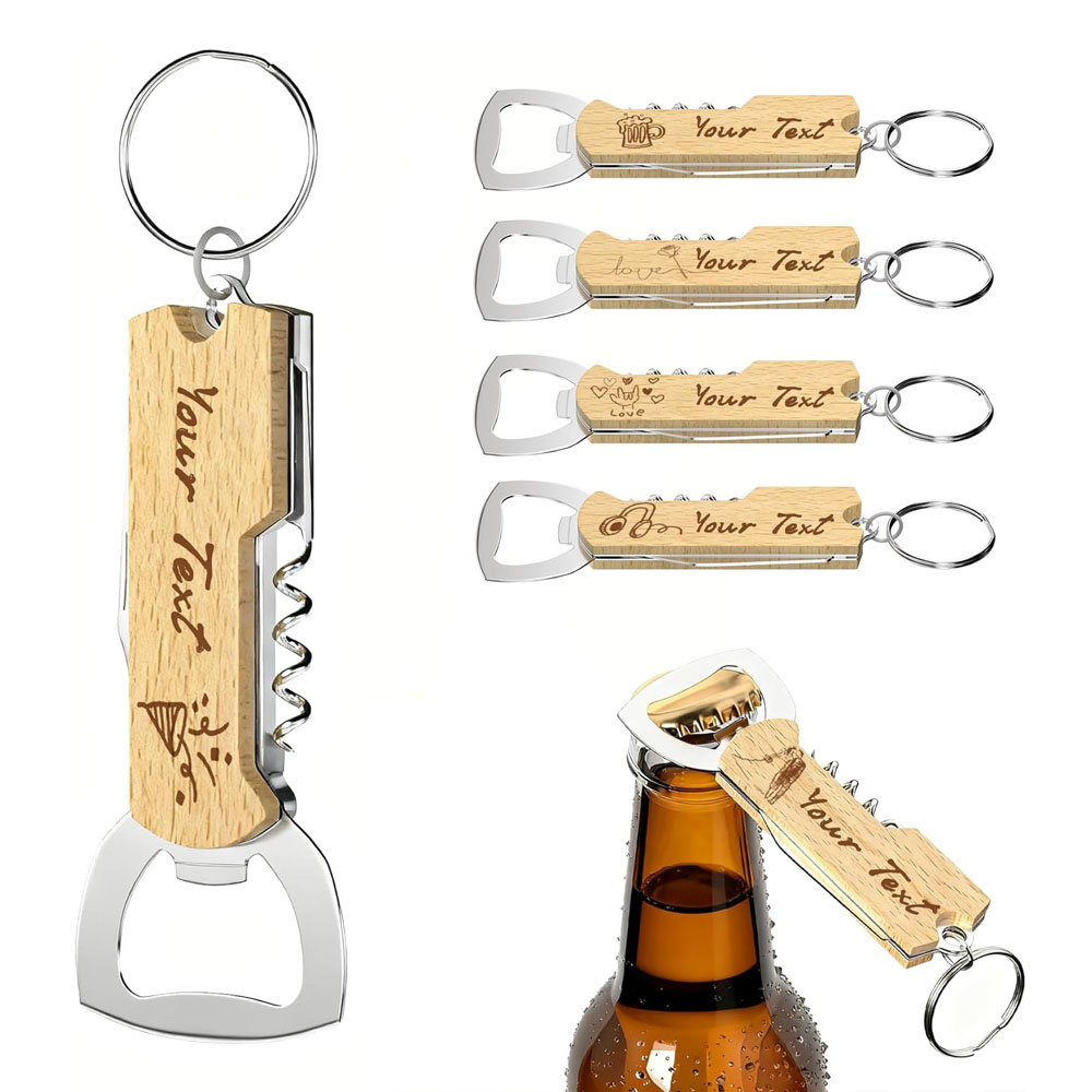 Wine Beer Opener - พวงกุญแจเปิดขวดสลักโลโก้ตามสั่ง สำหรับของขวัญงานแต่งงาน อุปกรณ์ไวน์ ที่เปิดขวดไวน์ ที่เปิดขวดไวน์แบบเกลียว ของขวัญเพื่อนเจ้าบ่าว