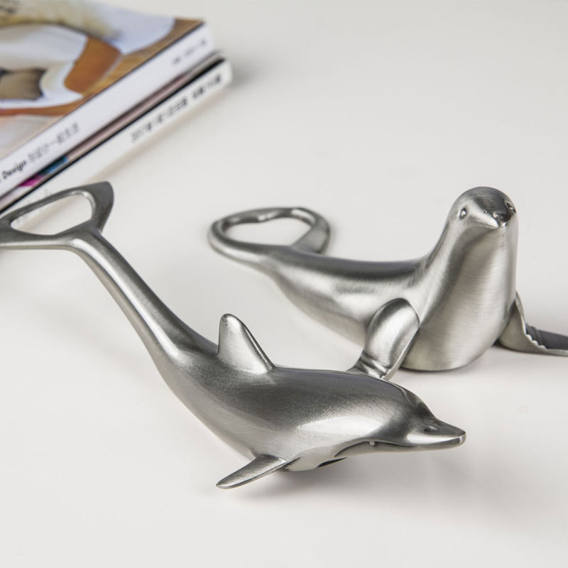 Wine Beer Opener - ที่เปิดขวดโลหะรูปปลาโลมาอเนกประสงค์สไตล์ยุโรป ที่เปิดขวดไวน์และเบียร์ อุปกรณ์ครัวใช้งานได้จริง