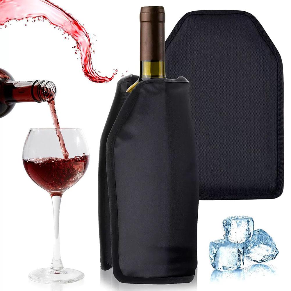 Wine Beer Cooler - ถุงน้ำแข็งเก็บความเย็นสำหรับไวน์ กระเป๋าเยลลี่สำหรับปิกนิก ที่วางเครื่องดื่ม อุปกรณ์บาร์ ปลอกไวน์ไนลอน ถุงเก็บความเย็นสำหรับเบียร์และแชมเปญ