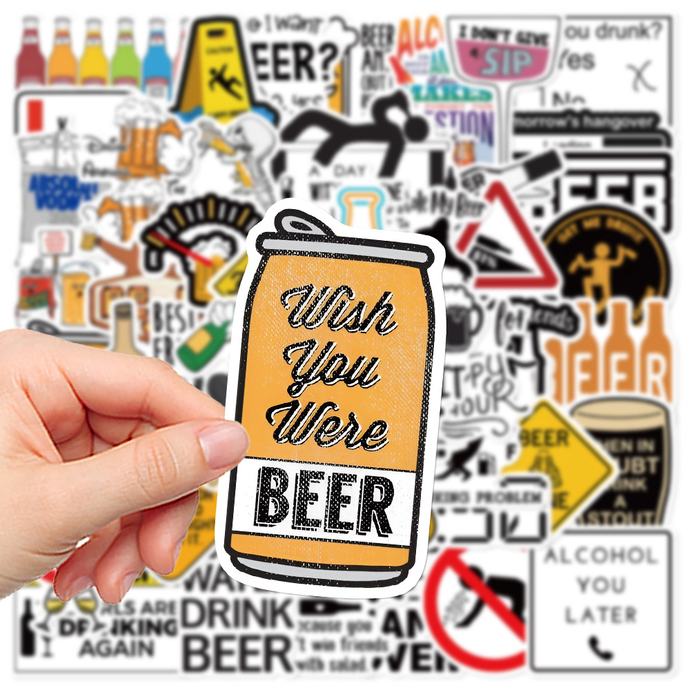 Wine Beer Cooler - 10/30/52ชิ้นสติกเกอร์ติดเหล้าวอดก้าเบียร์ไวน์เมาเมามีส์กันน้ำติดตู้เย็น DIY จักรยานตกแต่งลายกราฟฟิตี้