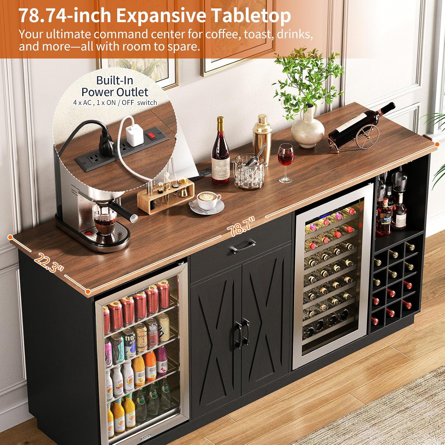 ตู้บาร์กาแฟขนาดใหญ่ 78.74 นิ้ว - Wine Beer Cooler บทวิจารณ์และราคา