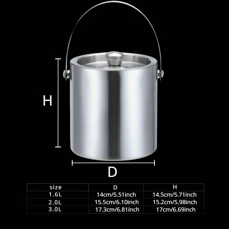 ถังน้ำแข็งฉนวนสแตนเลส1.6L/2L/3 - Wine Beer Cooler บทวิจารณ์และราคา
